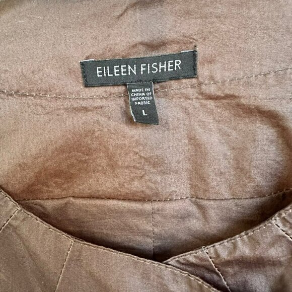 Eileen Fisher Womens Large Lightweight Asymmetrical Zip Moto Jacket Brown Lined - Picture 7 of 11